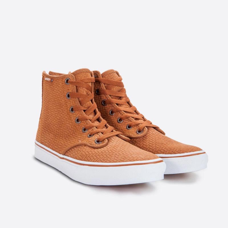 Dámske kožené tenisky Vans Camden Hi Zip - Embossed Suede & Brown