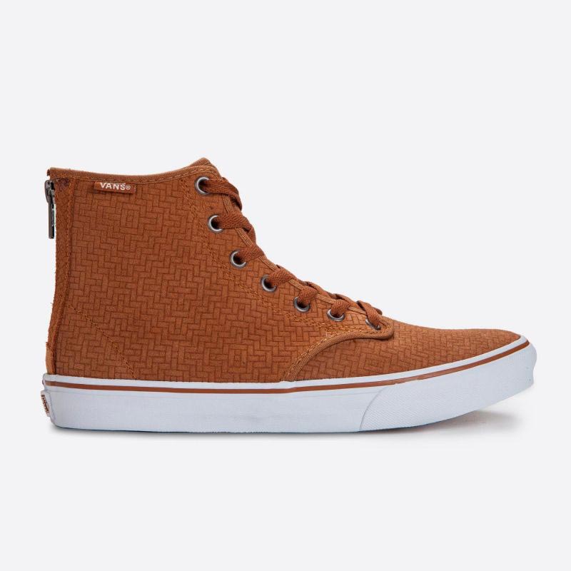 Dámske kožené tenisky Vans Camden Hi Zip - Embossed Suede & Brown