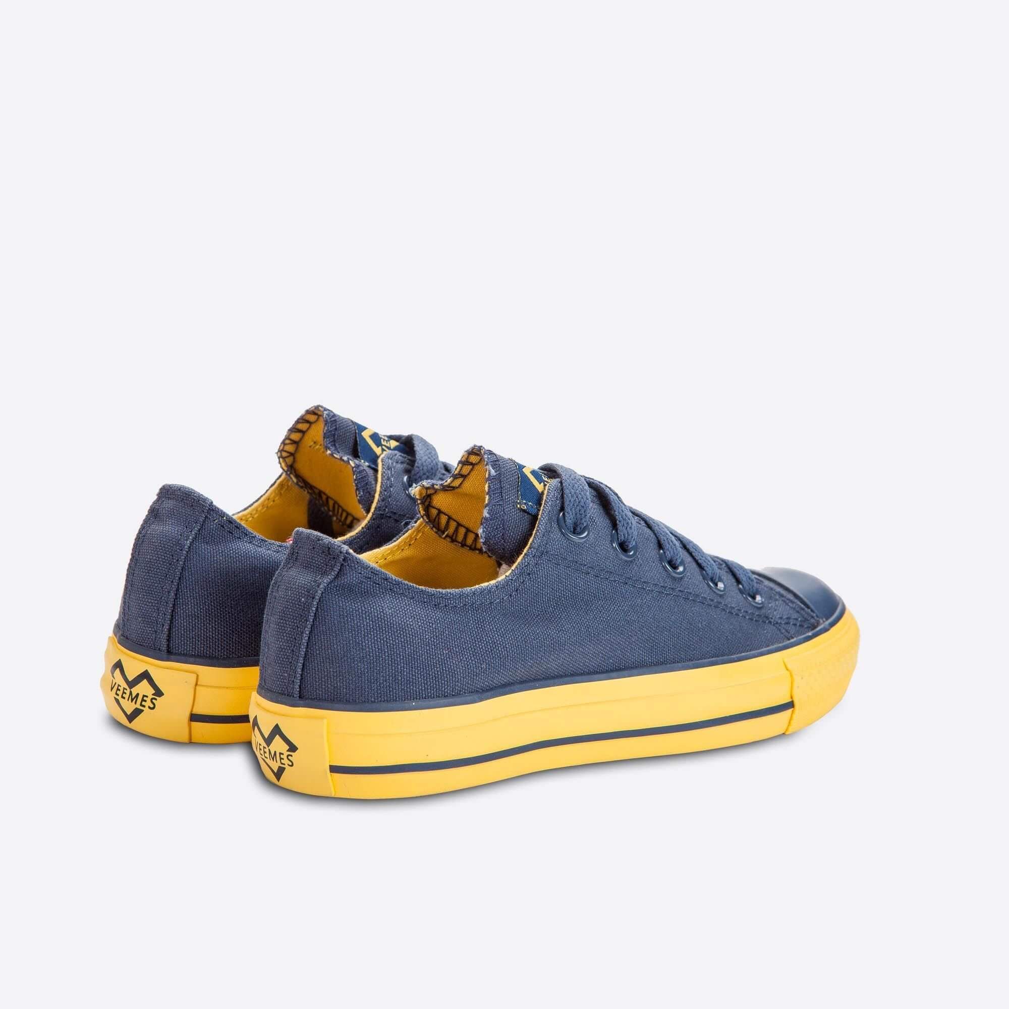 Tmavomodré plátené tenisky Veemes Dark Blue And Yellow